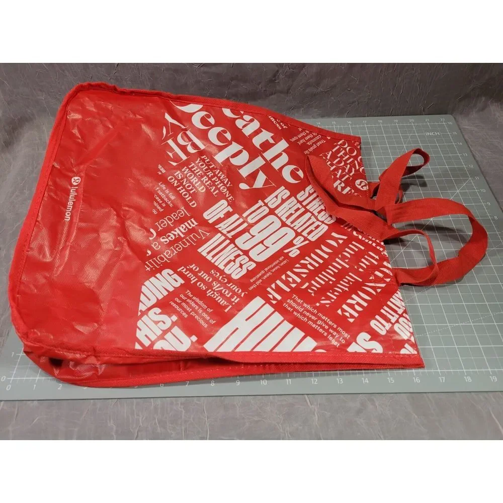 3 Lululemon Large Reusable‎ Shopping Tote Bag 2x Gray 1x Red